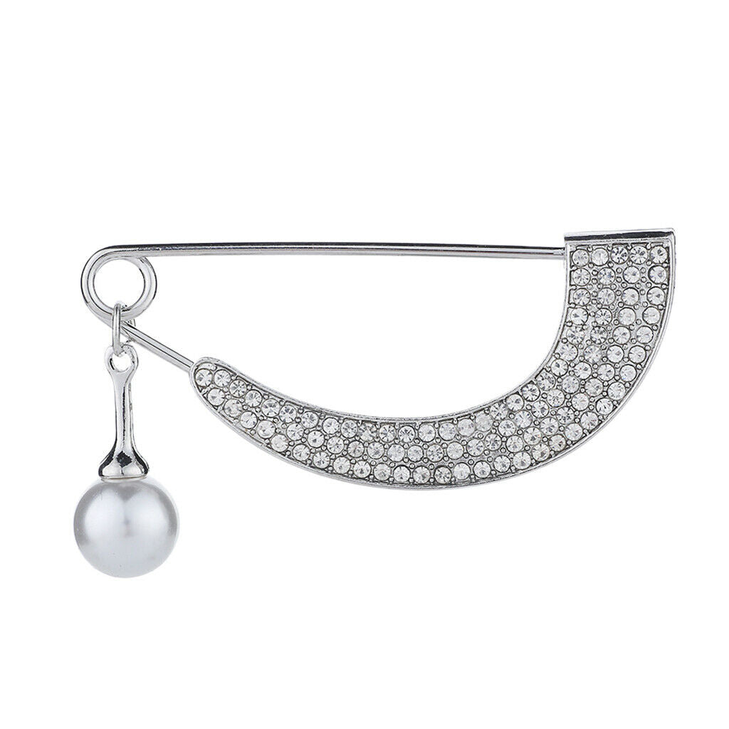 2 Pcs Women's Shawl Clip Full Crystal Brooch Pins Safety Pin Brooch Jewelry