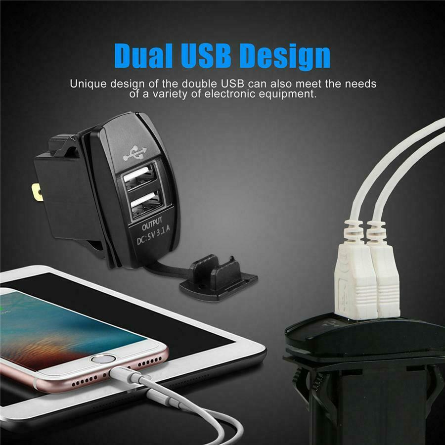 3.1A LED Dual USB Car Fast Power Supply Charger Port Socket 12V - 24V Unversal