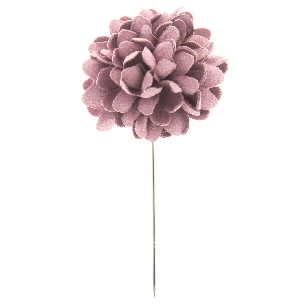 Mens Lapel Purple Flower Boutonniere Stick Brooch Pin Corsage