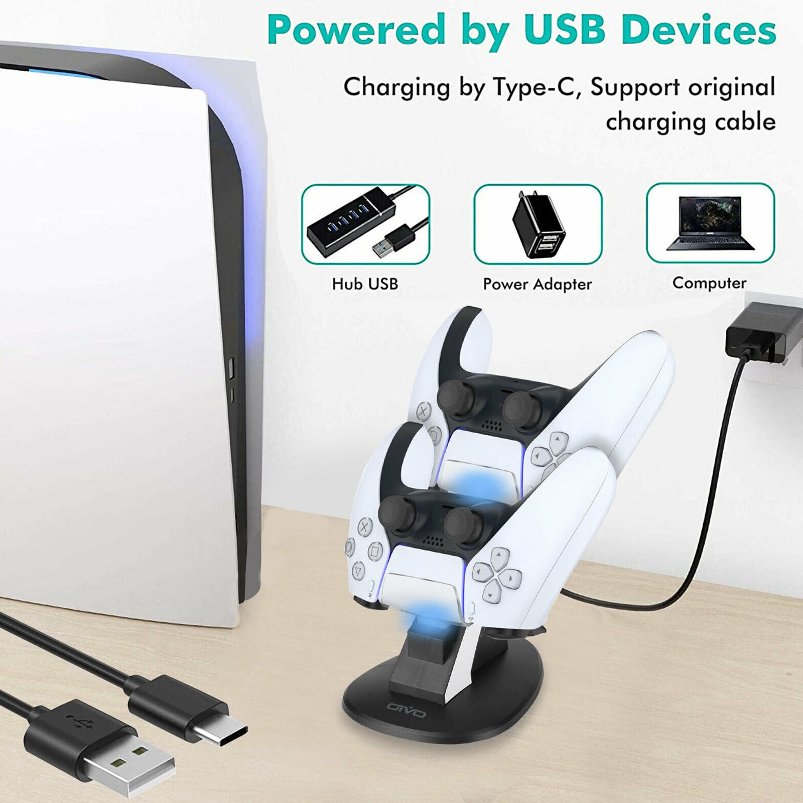 USB Controller Dual Charger Dock Station Charging Stand for Sony PS5 DualSense