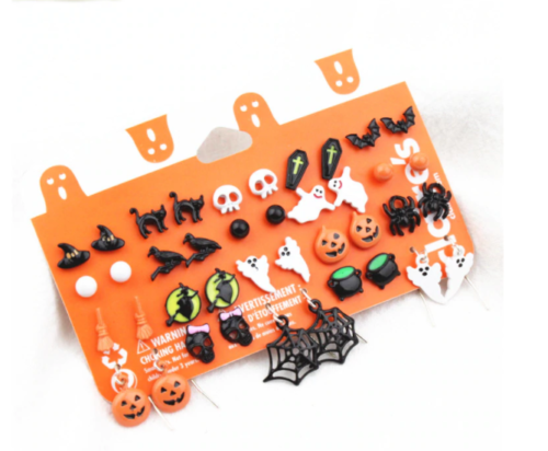 20 Pairs Women Girl Bat Pumpkin Lamp Spider Halloween Christmas Stud Earring Set