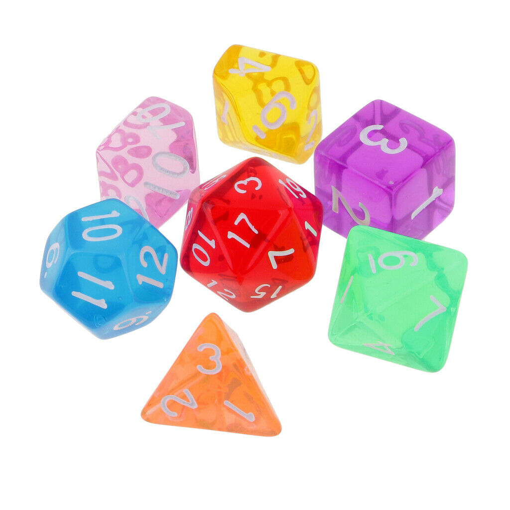 7PCS Transparent Multi-side Dices D4-D20 Die Set for Kids Math Teaching #3