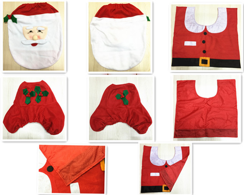 Three-Piece Toilet Santa Claus Non-Woven Fabric Toilet Cover 36*43 1X