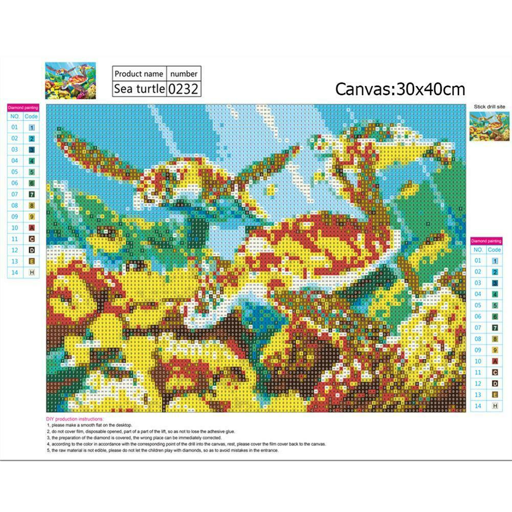 5D Sea Turtles Diamond Painting Embroidery DIY Full Drill Cross Stitch Kits @