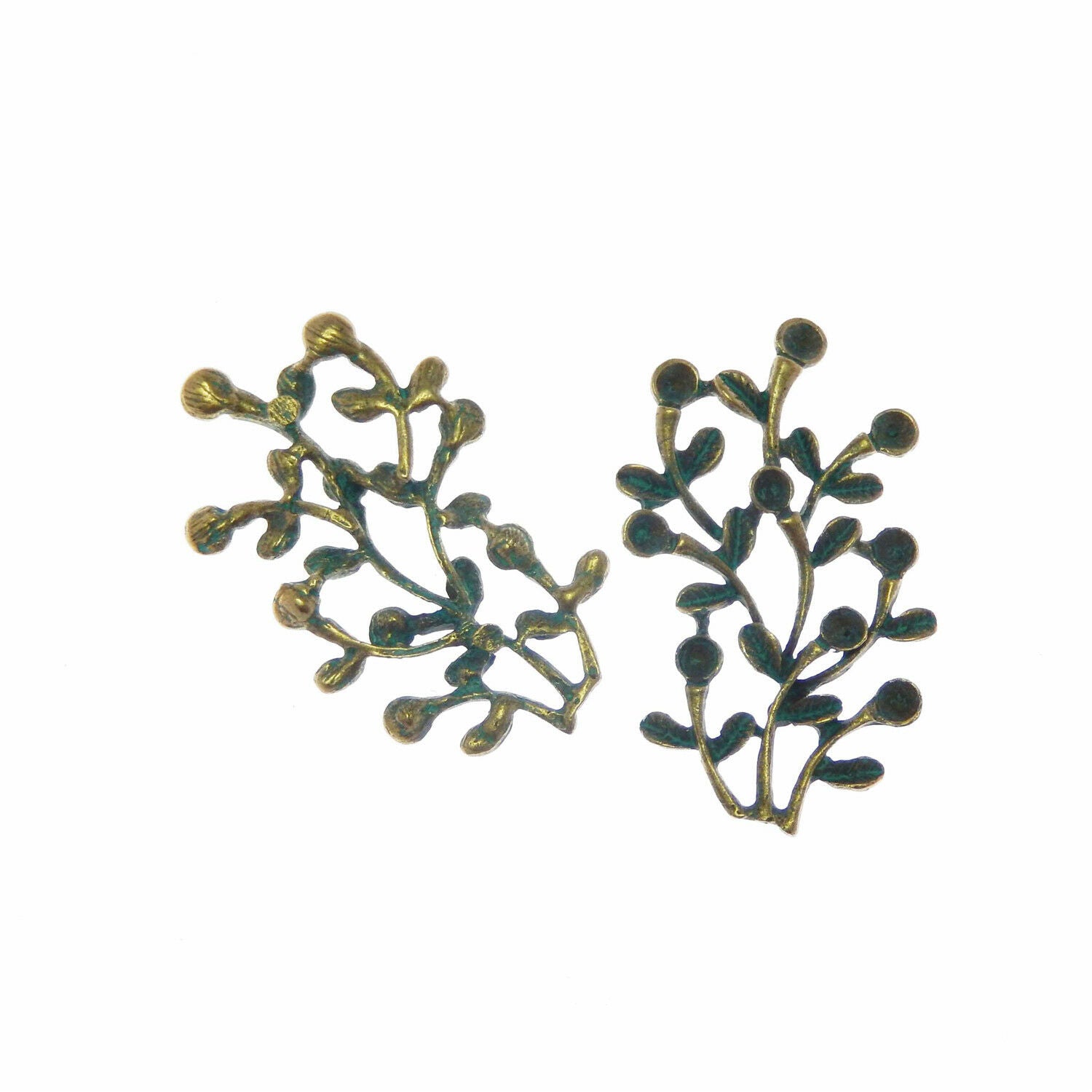 10 pcs Antiqued Copper Green Ivy Vine Look Charms Pendant Crafts 58x35mm 52295