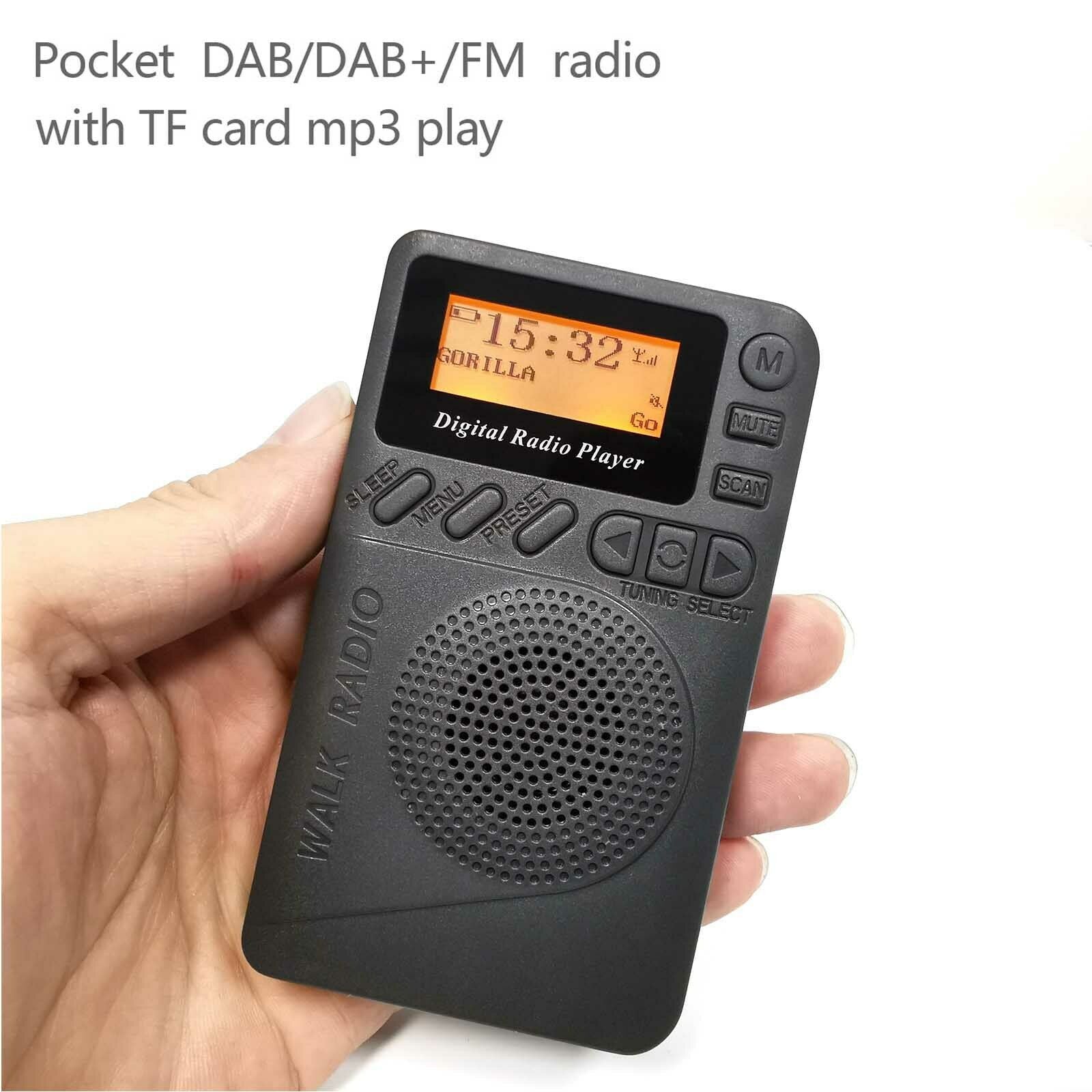Portable Black Pocket Digital DAB/ DAB+ FM Radio Speaker MP3 Play Rechargable