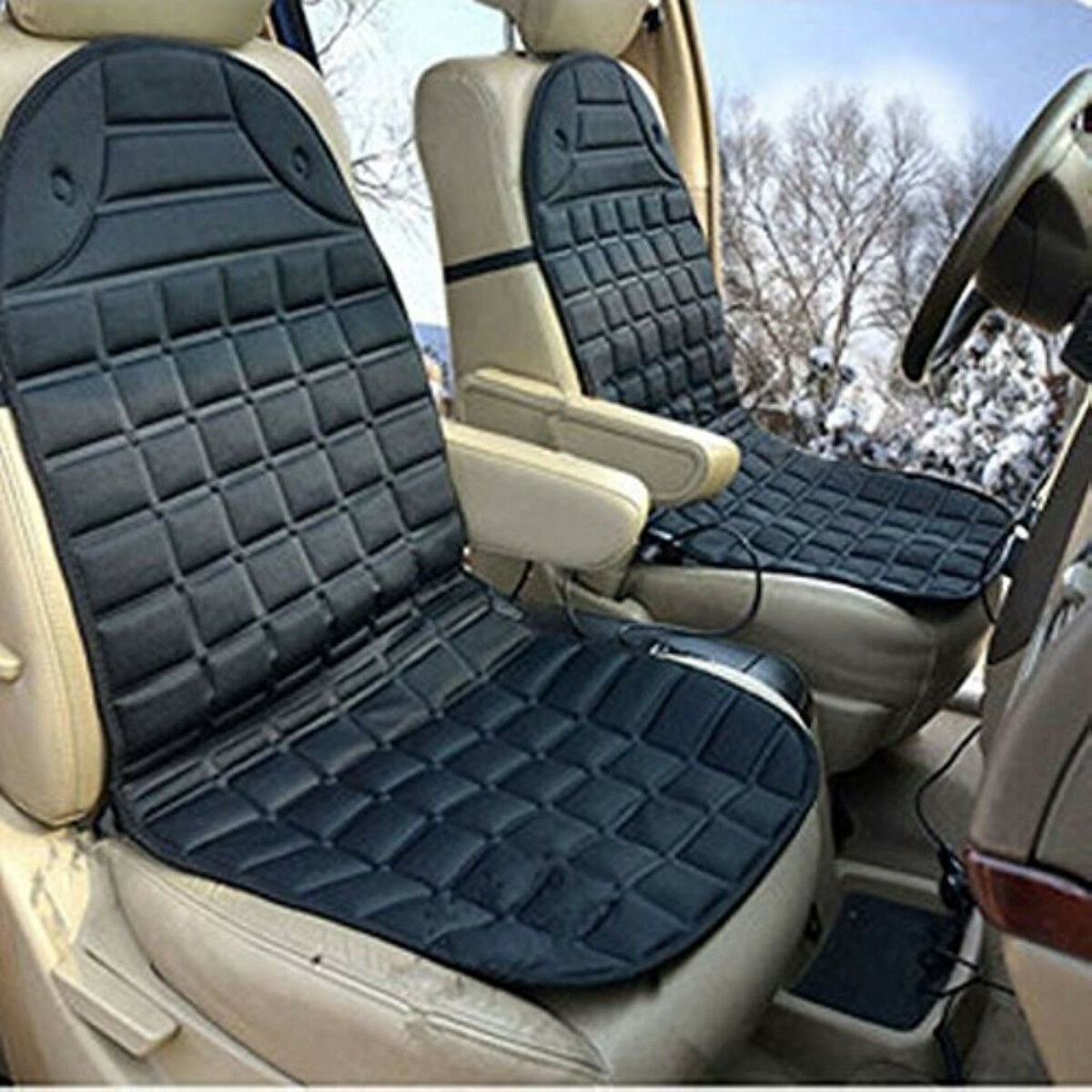 2pcs Car SUV Heated Seat Cushion Hot Cover Auto 12V Heater Warmer Pad Universal