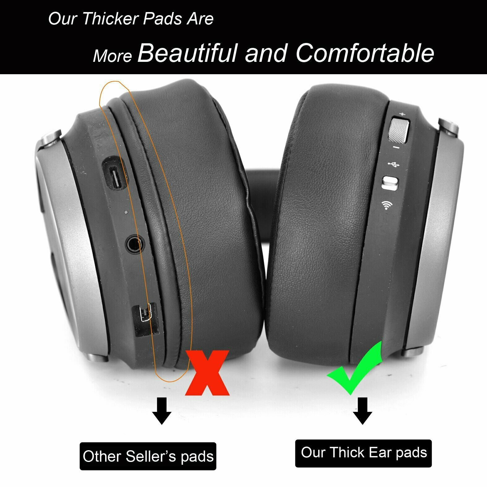 Ear Pads Thicken Cushion For Corsair Virtuoso RGB Wireless SE Gaming Headphone
