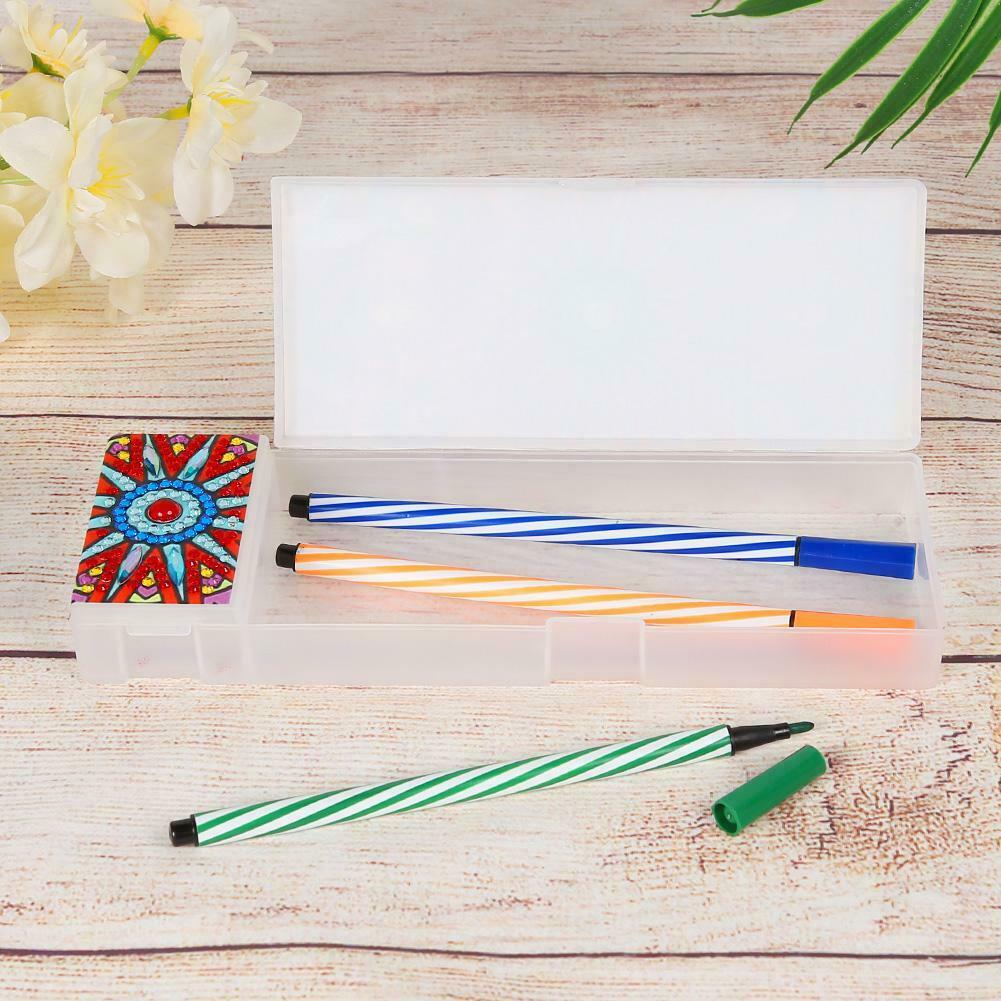 DIY Mandala Special Shaped Diamond Painting 2 Grids Students Pencil Case @