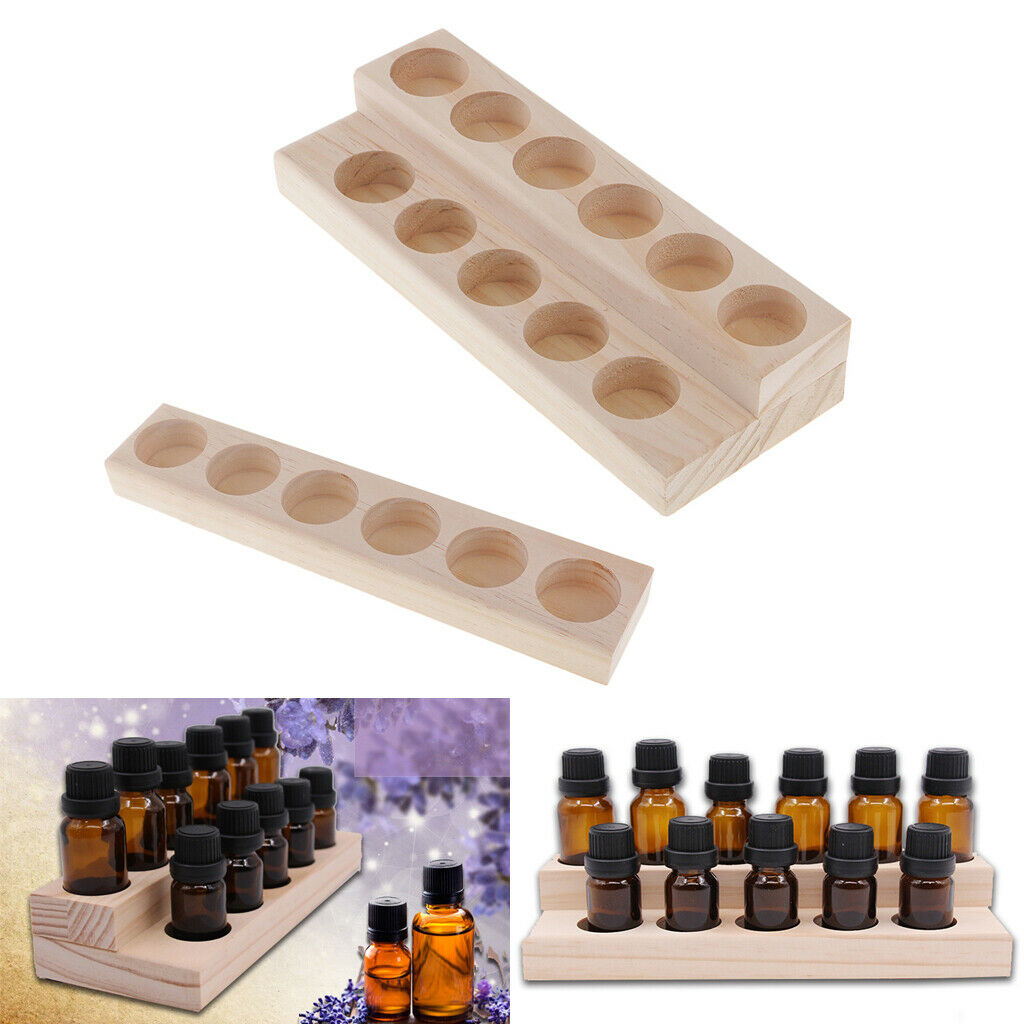 2Set Wooden Essential Oil Display Stand Rack Organizer Shelf Total 17 Bottle