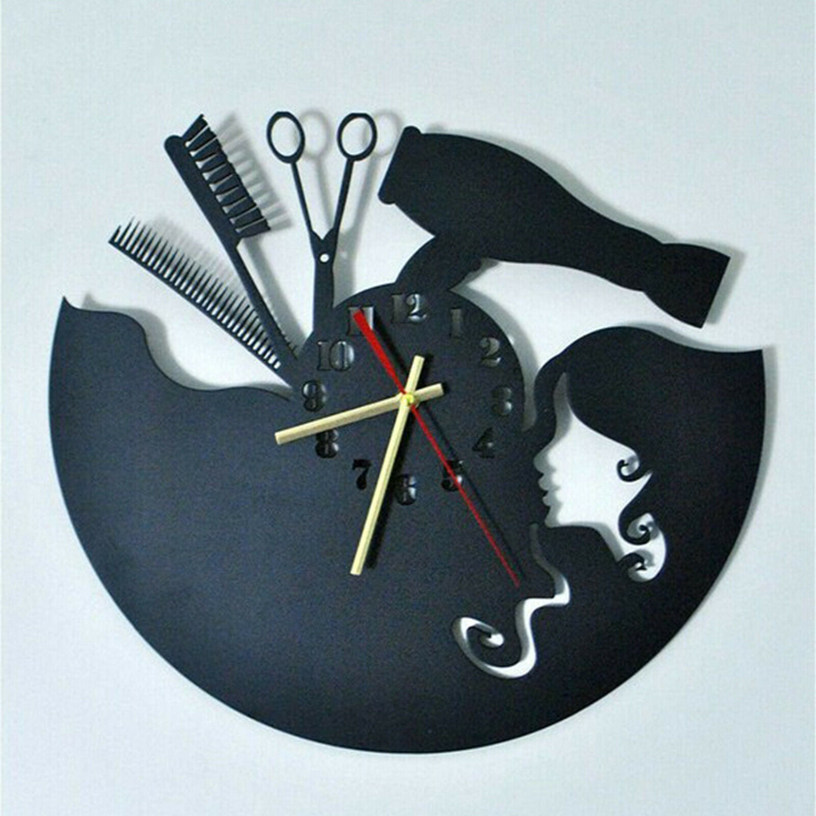 Hairdresser Wall Clock Easy to Read Silent Non Ticking for Wall Decor Gift