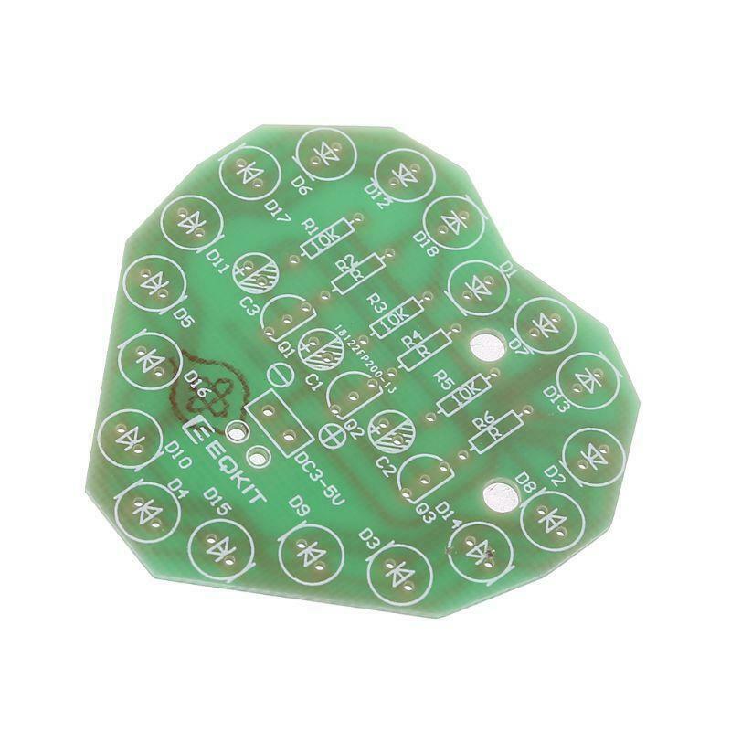 1Set Love Heart Shaped Colorful LED Flash Light Kits DIY Electronic Repair Parts
