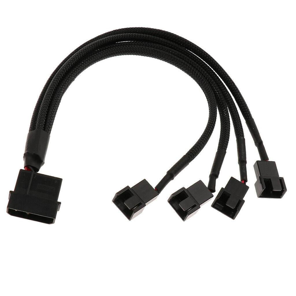 Premium Fans 4 Way Splitter Adapter Cables 4 Pin to 3 Pin 270mm