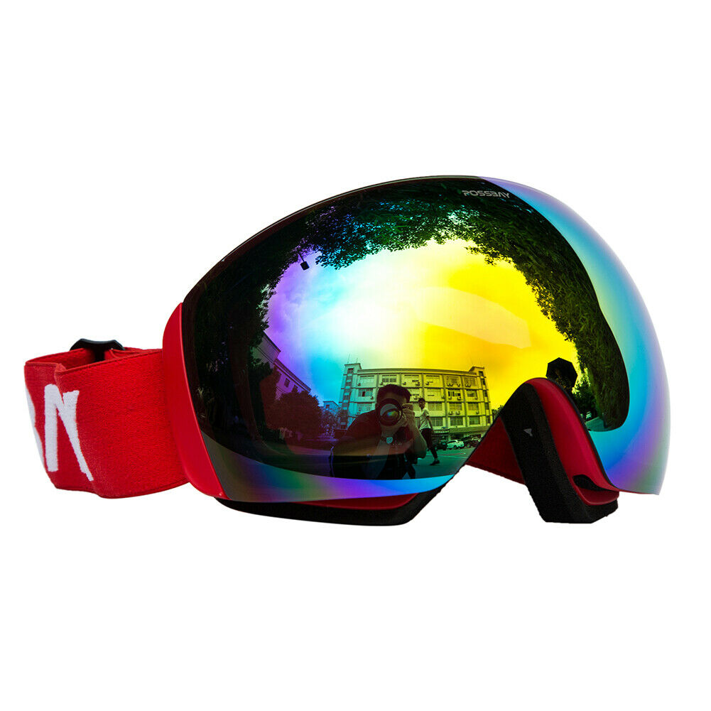 Matte Red Frame Snow Sport Snowboard Ski Snowmobile Goggles Eyewear Glasses