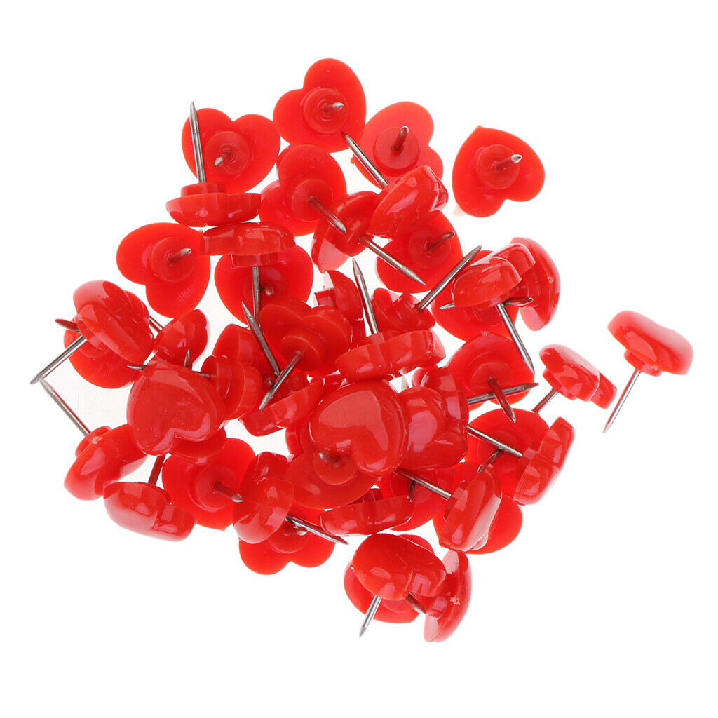 100pcs Heart Head Drawing Pins Thumb Tacks Push Pins for School Office 12mm