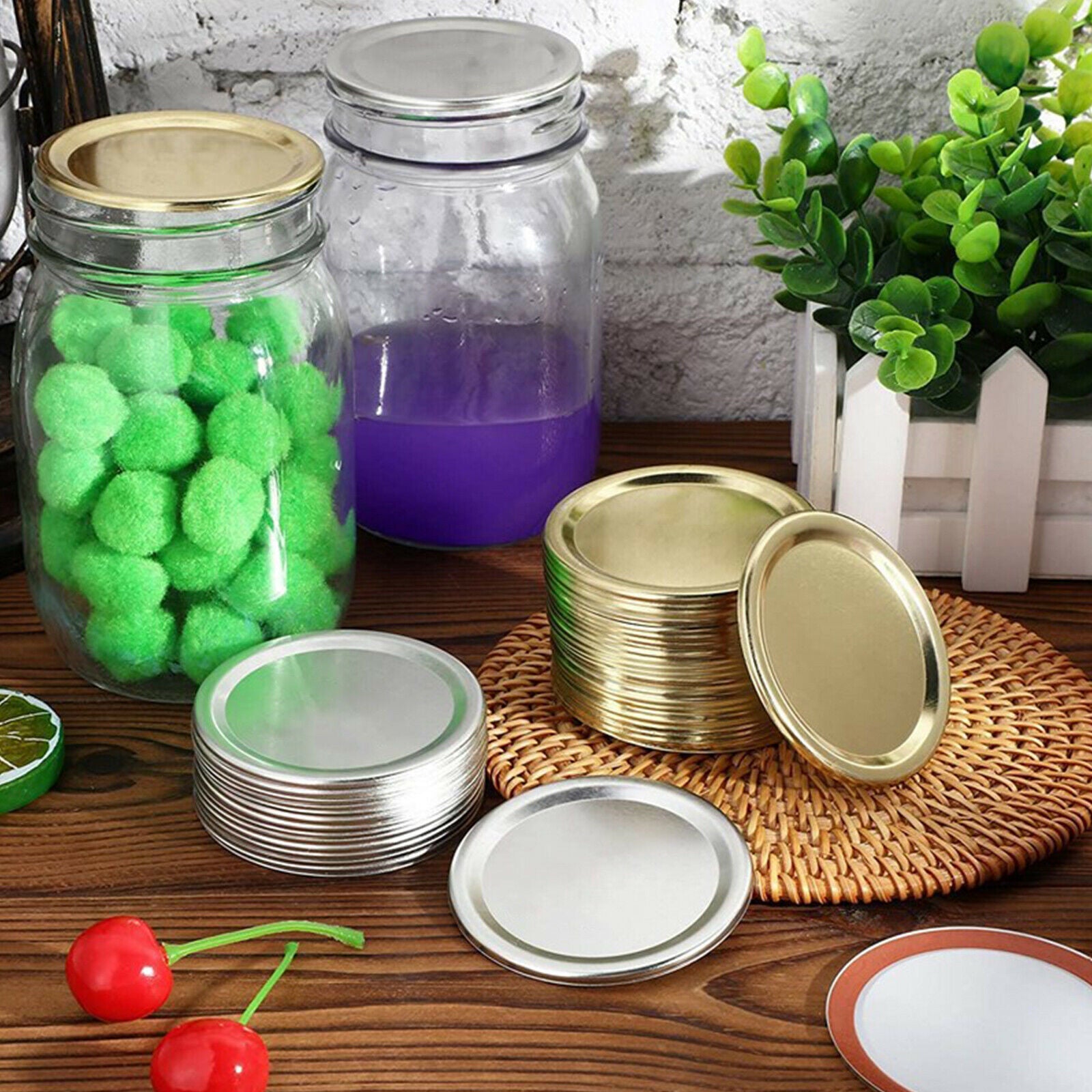 Mason Jar Canning Lids - 72 Pack Regular Mouth Tinplate Can Cap w/ Sealing Liner