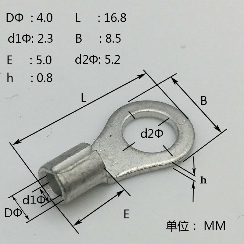 1000PCS Non Insulated Ring Terminal Ring Tongue Type 1.5-2.5mm2 (A.W.G 16-14)