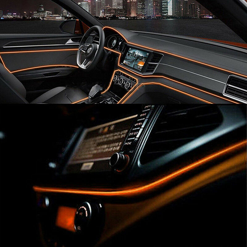 2M 12V Car Vehicle Ambient Interior Orange Cold Light Strip Atmosphere Ne.l8