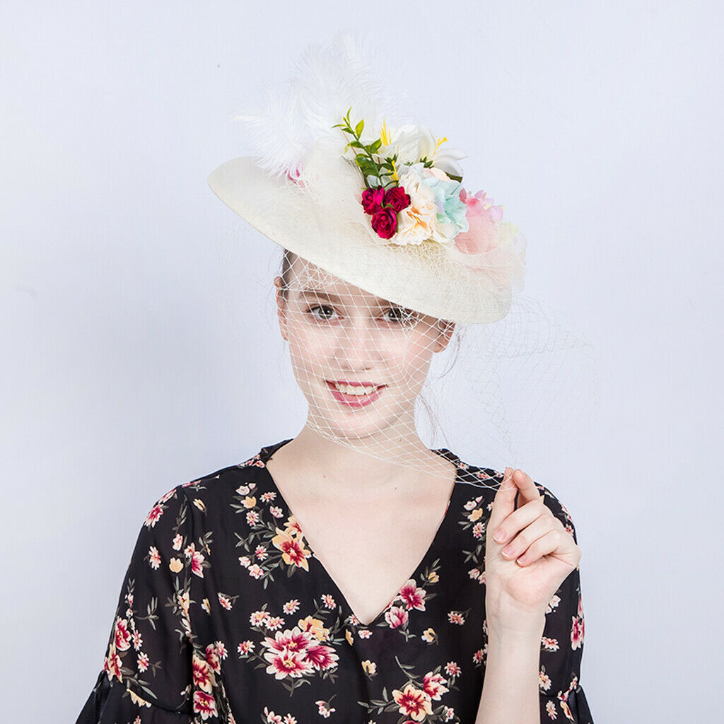 Womens Wedding Bridal 1920s Veil Fascinator Hats Headpieces Hair Clip White