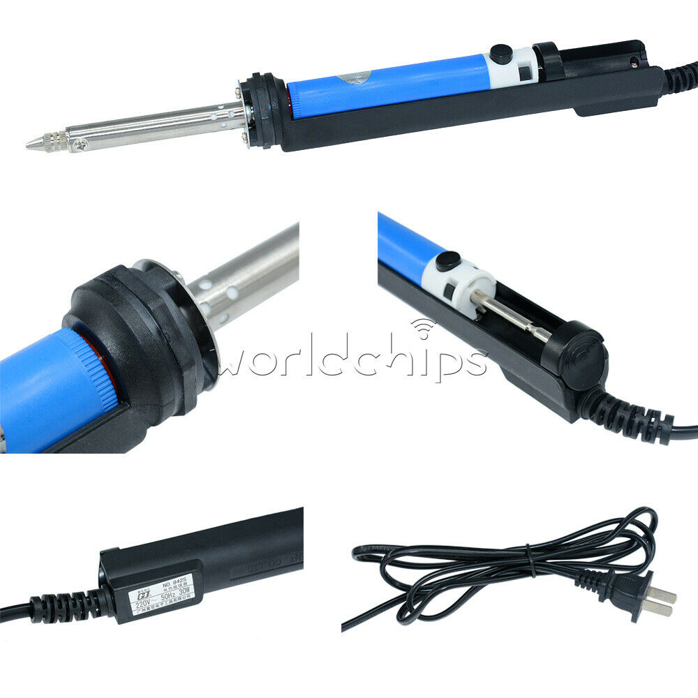 Blue 220V 30W Soldering Tools Tin Pump Electric Vacuum Tin Sucker Iron US Plug
