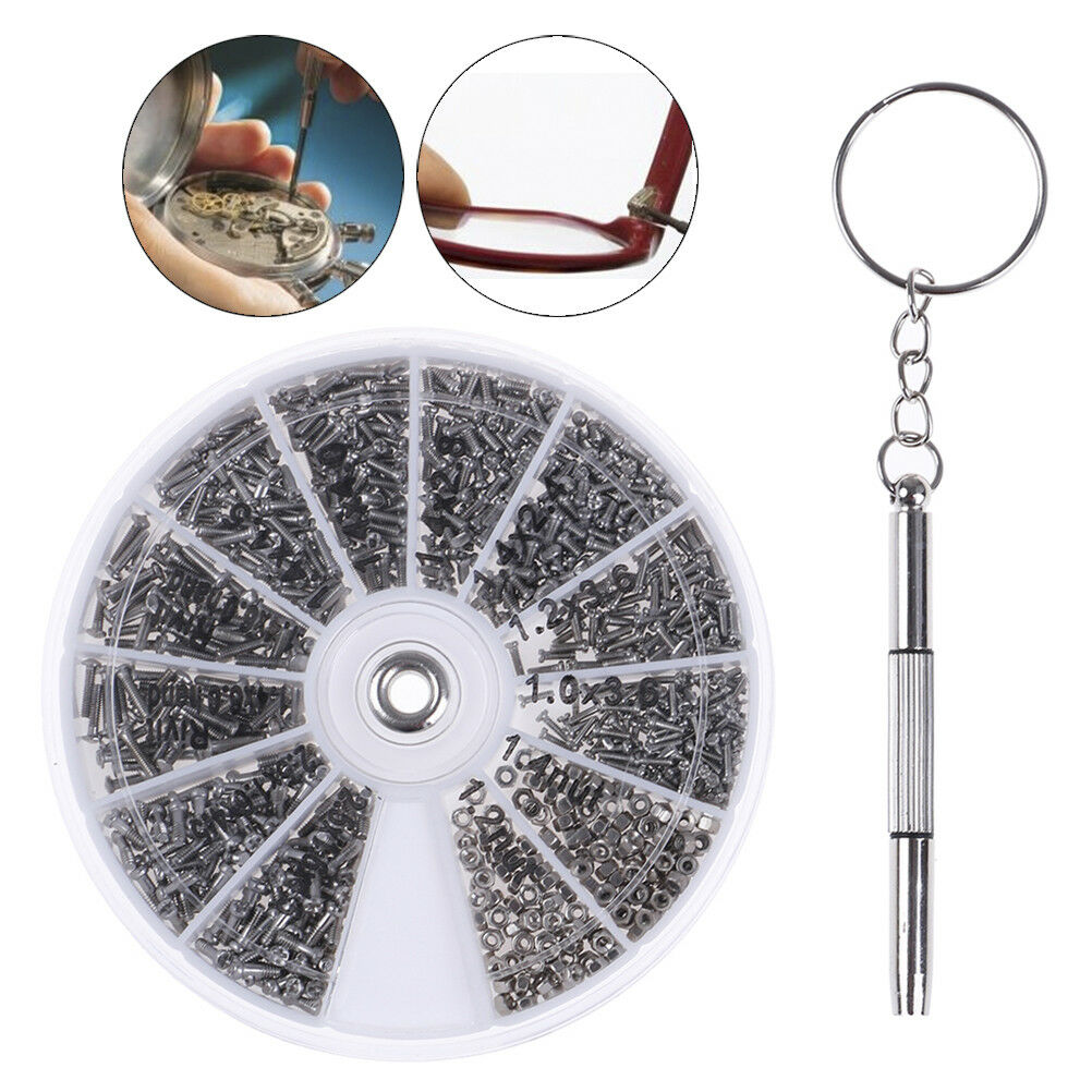 600Pcs Tiny Screws Nut + Screwdriver Watch Eyeglass Glasses Repair Tool Set  Lt