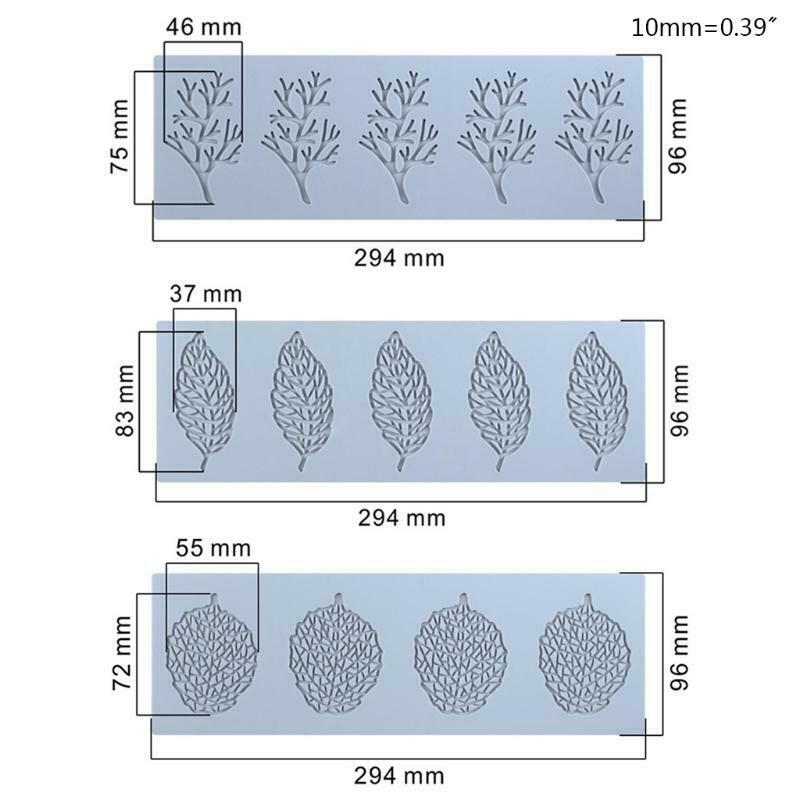 5pcs/set Coral Leaf Lace Mat Cake Mold Sugar Craft Silicone Pad Fondant Mould