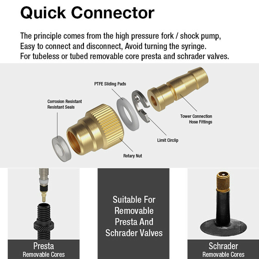 Bicycle Tubeless Tire Liquid Injection Tool Bike Tire Kits for Schrader Valve