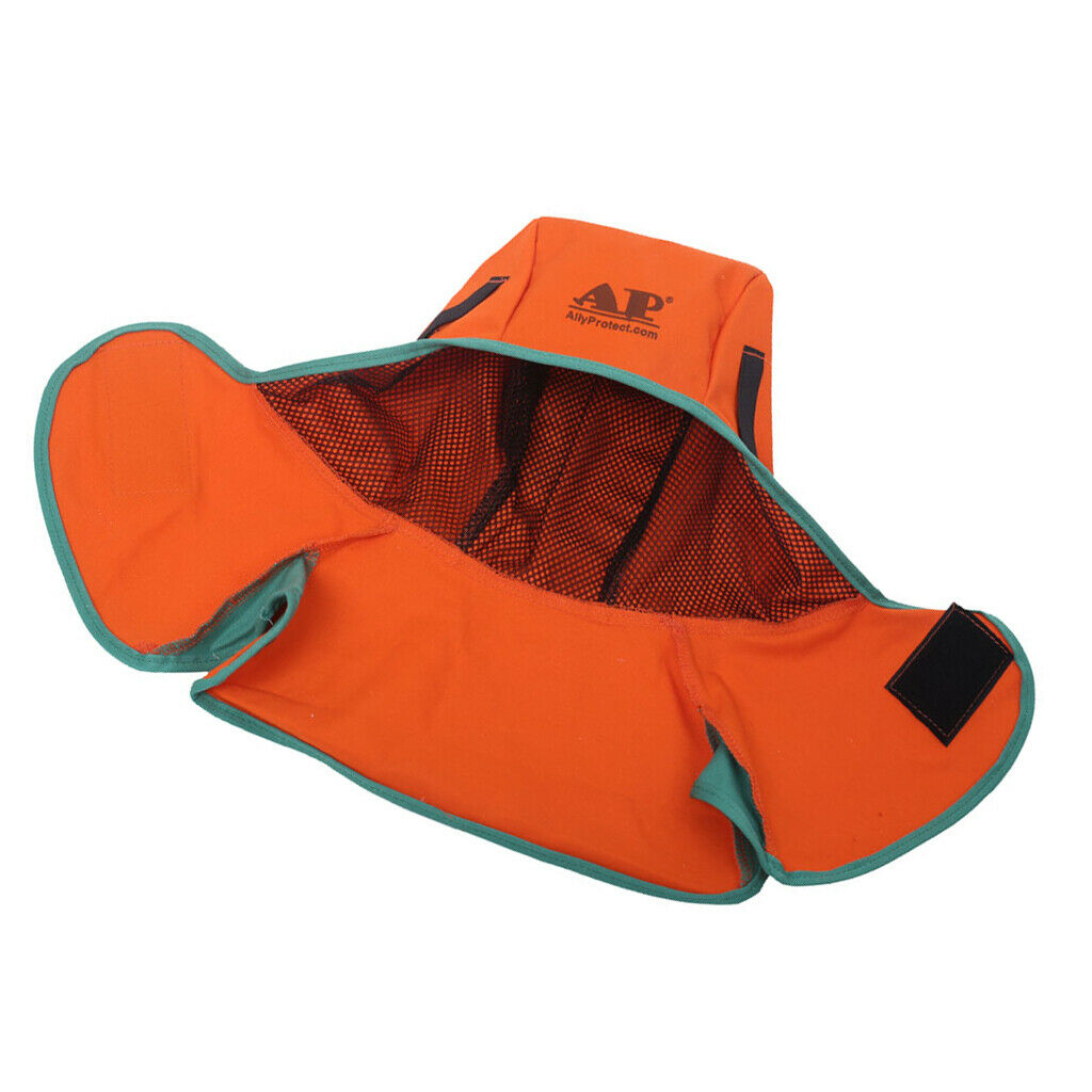Orange sweat hood with neck shoulder draping flame retardant cotton