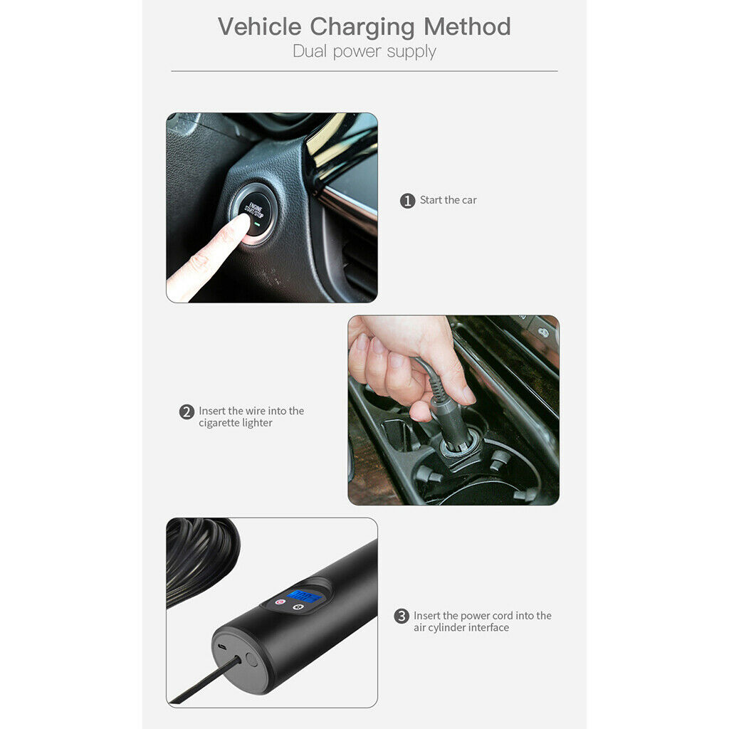 Portable Air Compressor Cordless Tyre Pump Digital LCD Display for Bicycle