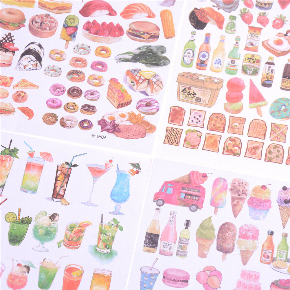 2Sheets Creative Food Drinks Diary Scrapbook Decoration DIY Stickers Toys .l8