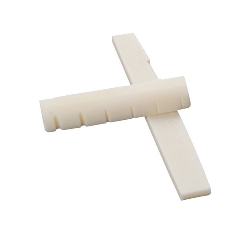 2xFaux Buffalo plastic Bridge Saddle&Slotted Nut for 6 String AcousticGuit.l8
