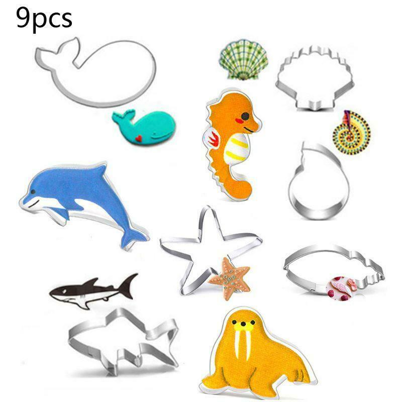 Ocean Creature Mermaid Cookie Cutters Set - 9 PCS Shark Cookie Cutters Molds