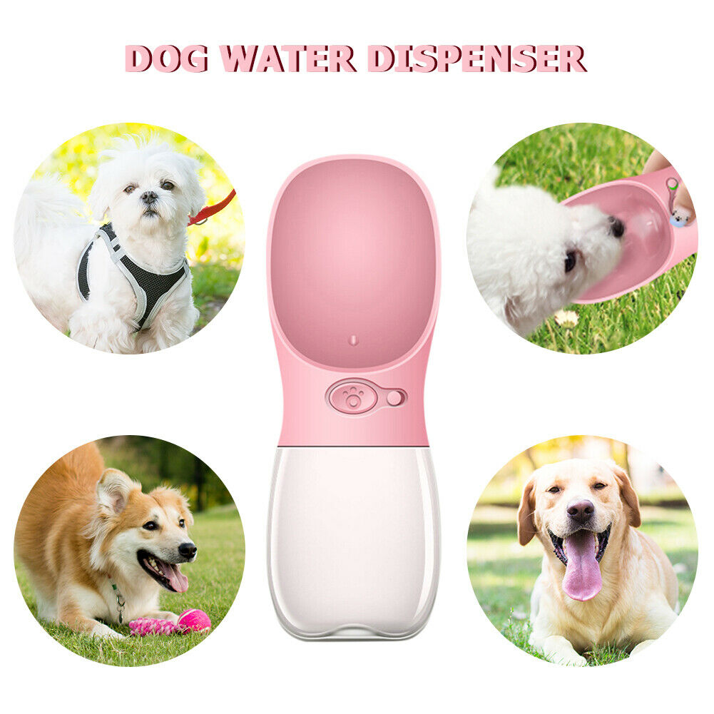 Pet Dog Cat Water Bottle Portable Travel Cups Outdoor Feeder Drinking Bowl @