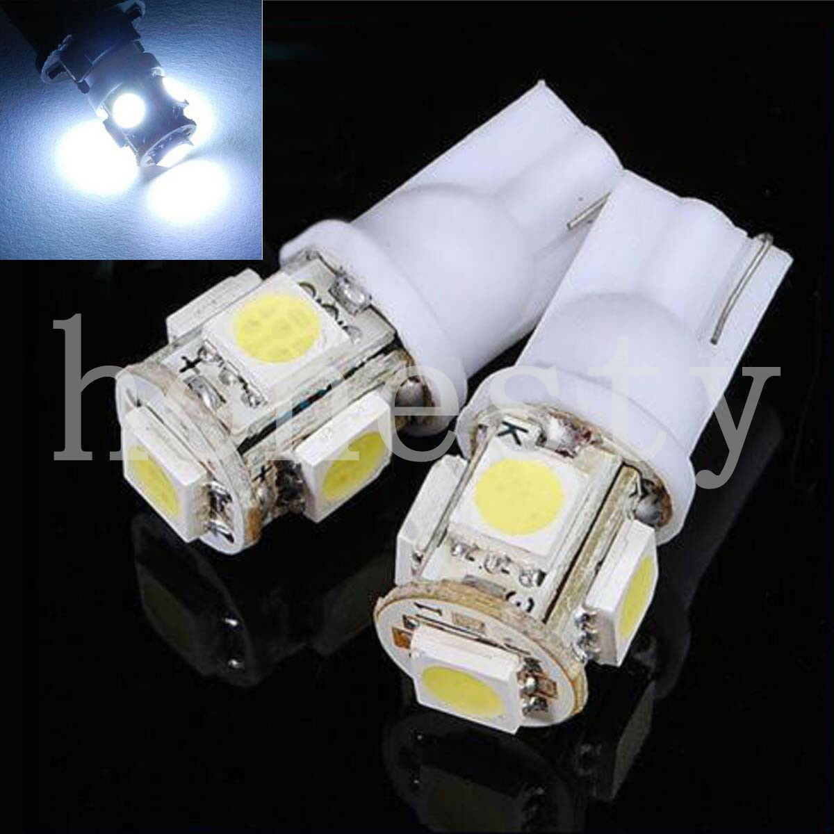 100Pcs Super White T10 Wedge 5-SMD 5050 LED Light bulbs W5W 2825 158 192 168 194