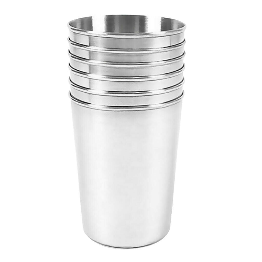 6pcs Stemless Wine Cup Stainless Steel Beer Drinking Ultralight Camping BBQ