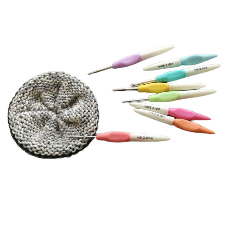 8Pcs/Set 2.5-6.0mm Crochet Hook Set Aluminum Ergonomic Crochet NeedlesBDAU