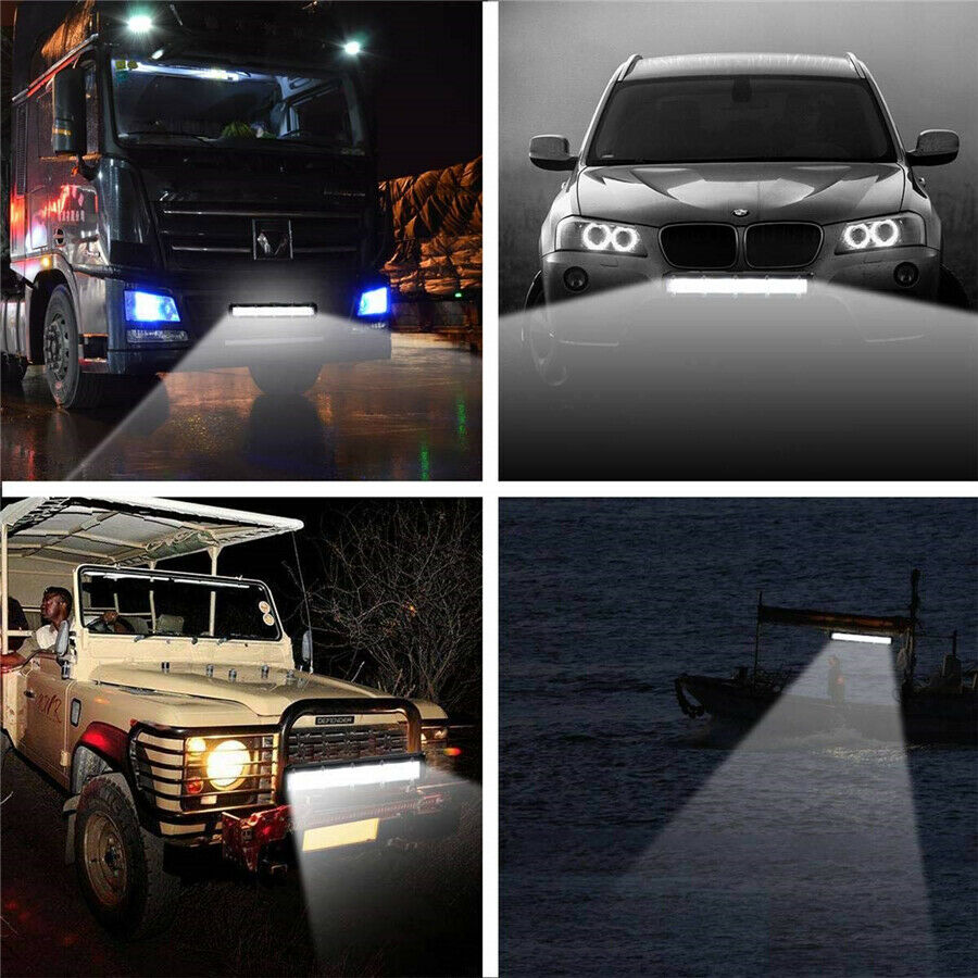 7"inch  LED 60W Single Row Car Off Road LED Work Light Bar 6D Flood Beam-USA
