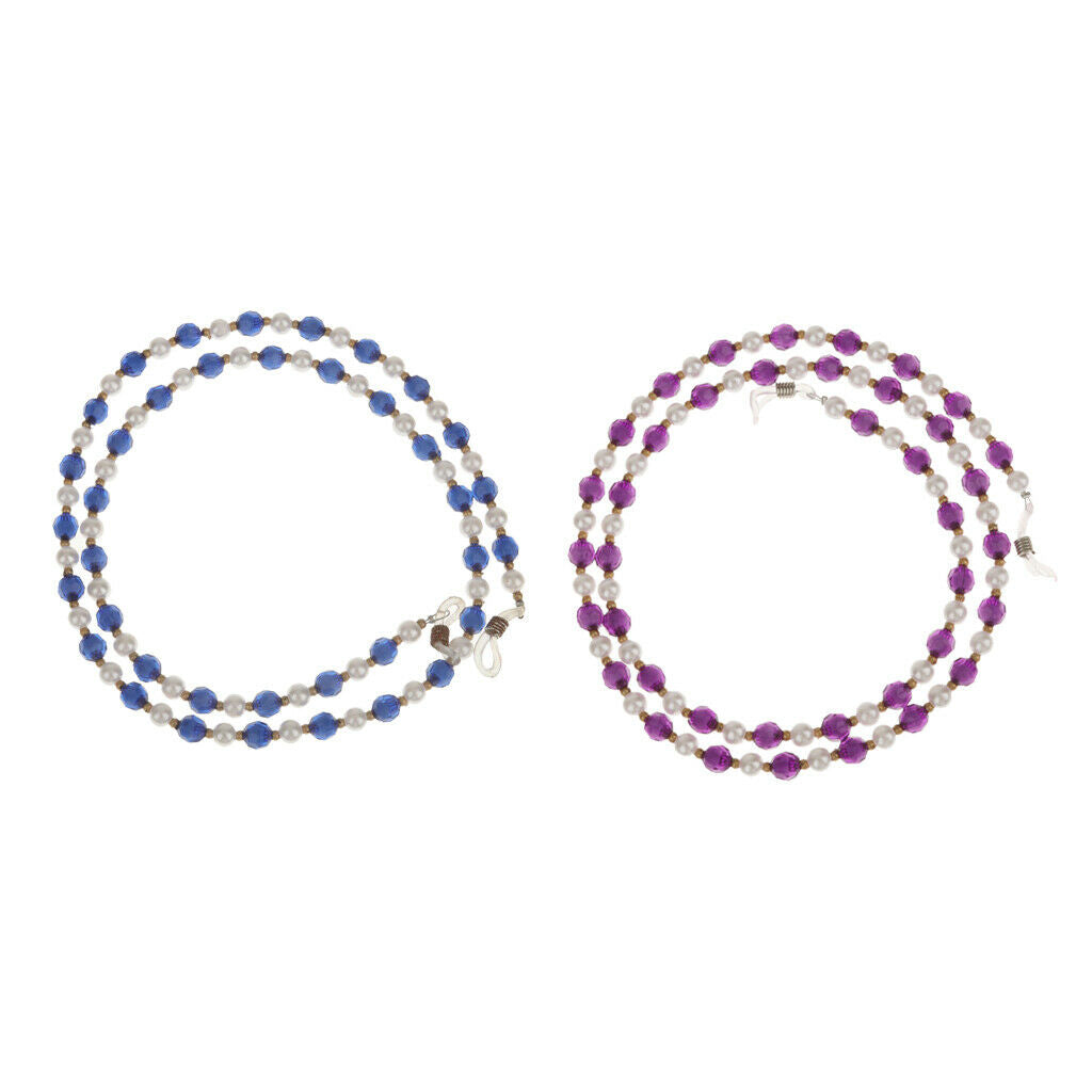 Pack of 2 Acrylic Eyeglass Neck Cord Women Beaded Reading Glasses Sunglasses