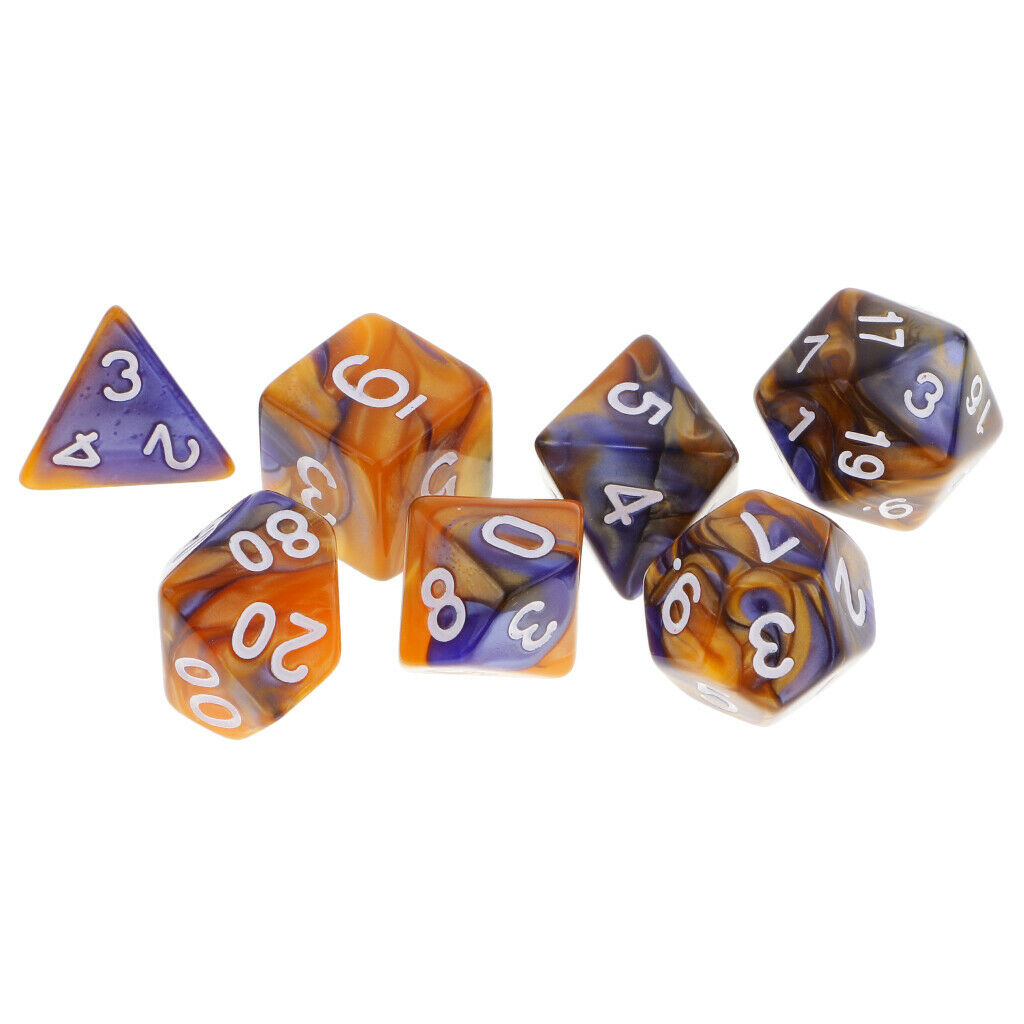 Set of 14 Polyhedral Dice Set D20 D12 D10 D8 D6 D4 Acrylic