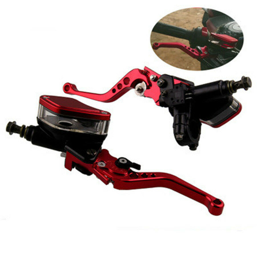 Universal Pair Motorcycle Hydraulic Brake Clutch Master Cylinder Reservoir Lever