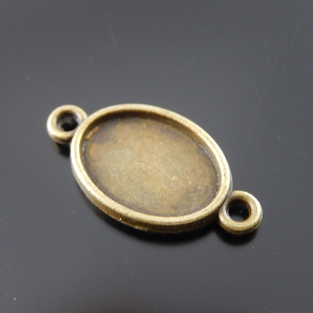 35 pcs Retro Bronze Oval Bezel Setting 14x10mm Pendant Tray Jewelry Connector