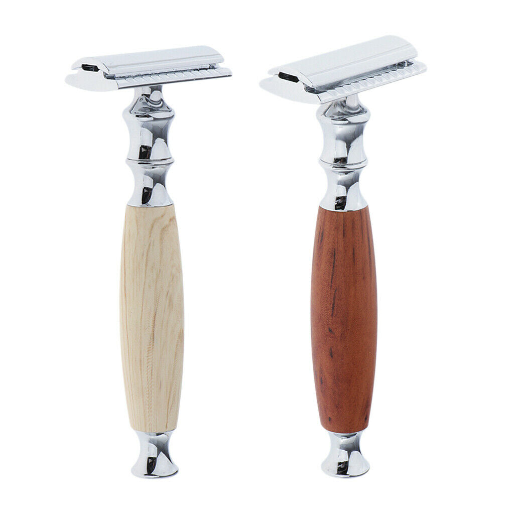 2x Traditional Manual Safety Razors Double Edge Shaver Salon Barber Tool