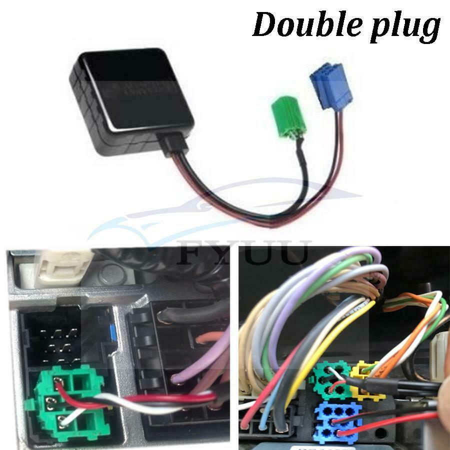 12v Double Plug Cable AUX Auxiliary Wireless Radio Stereo Cable For Renault Clio