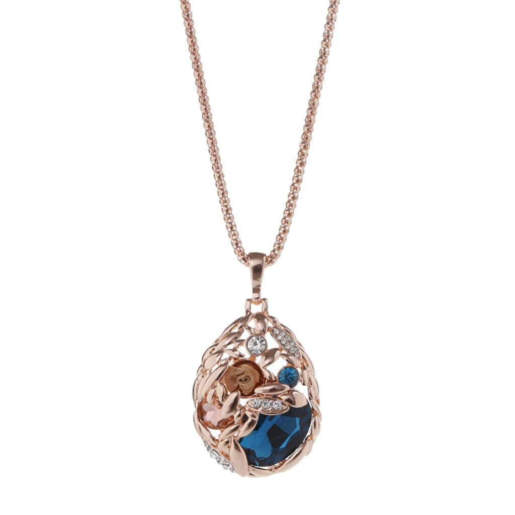Rhinestone Waterdrop Oval Ball Pendant Necklace Fashion Jewelry Lady Girls