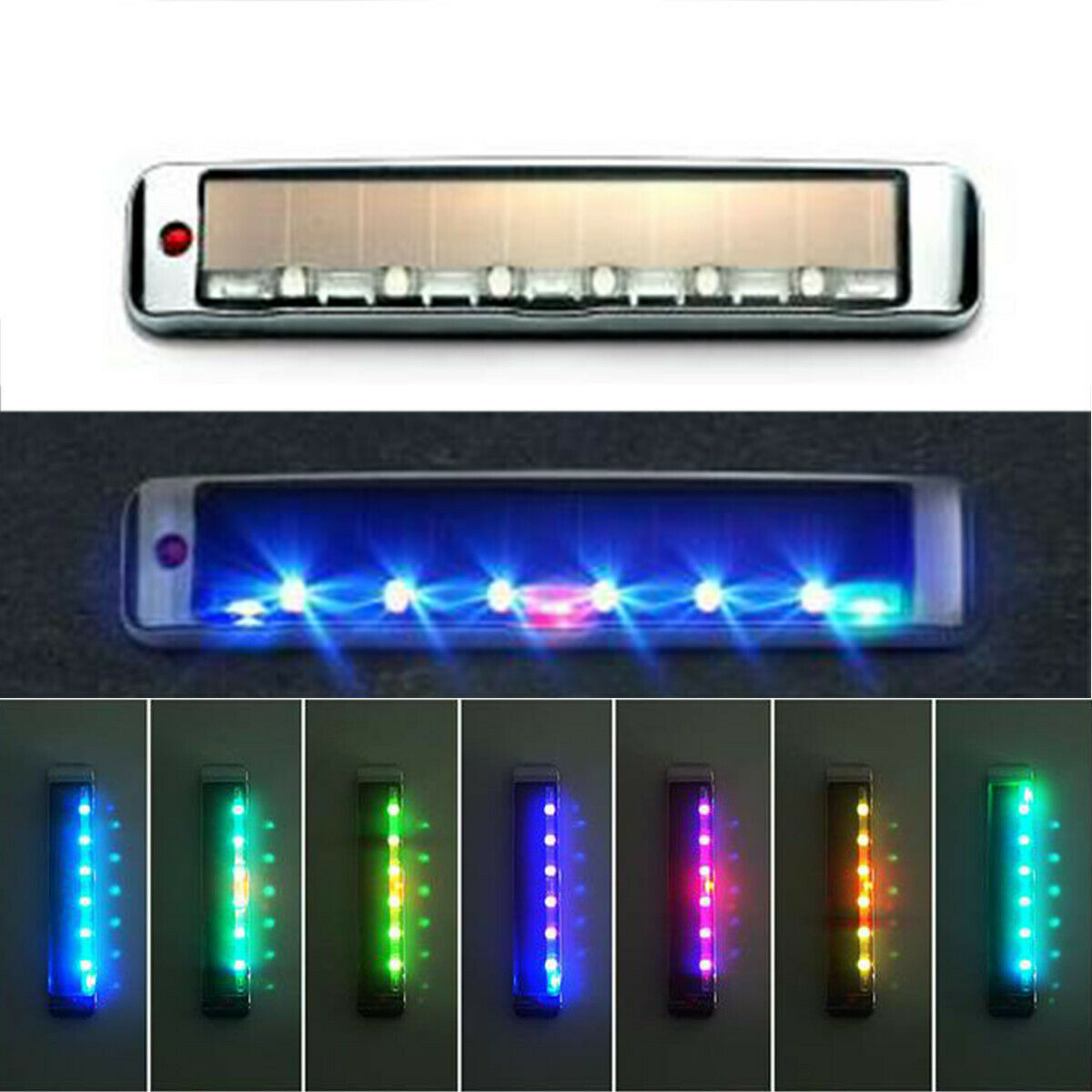 Wireless Car Solar LED Strobe Warning 7 Light Emergency Side Signal Blinker Auto