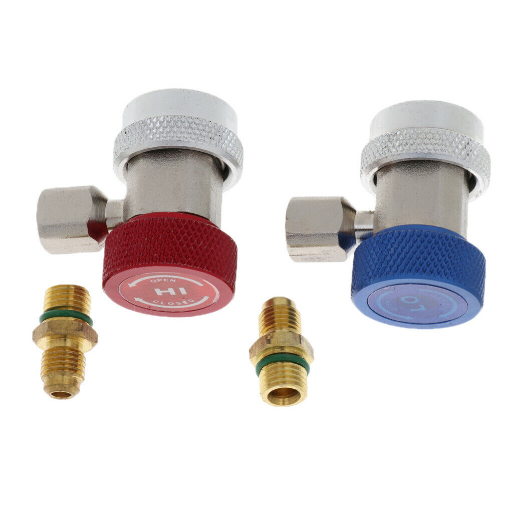 2pcs AC R134a Quick Coupler Connector Adapter A/C Manifold Gauge Low/High