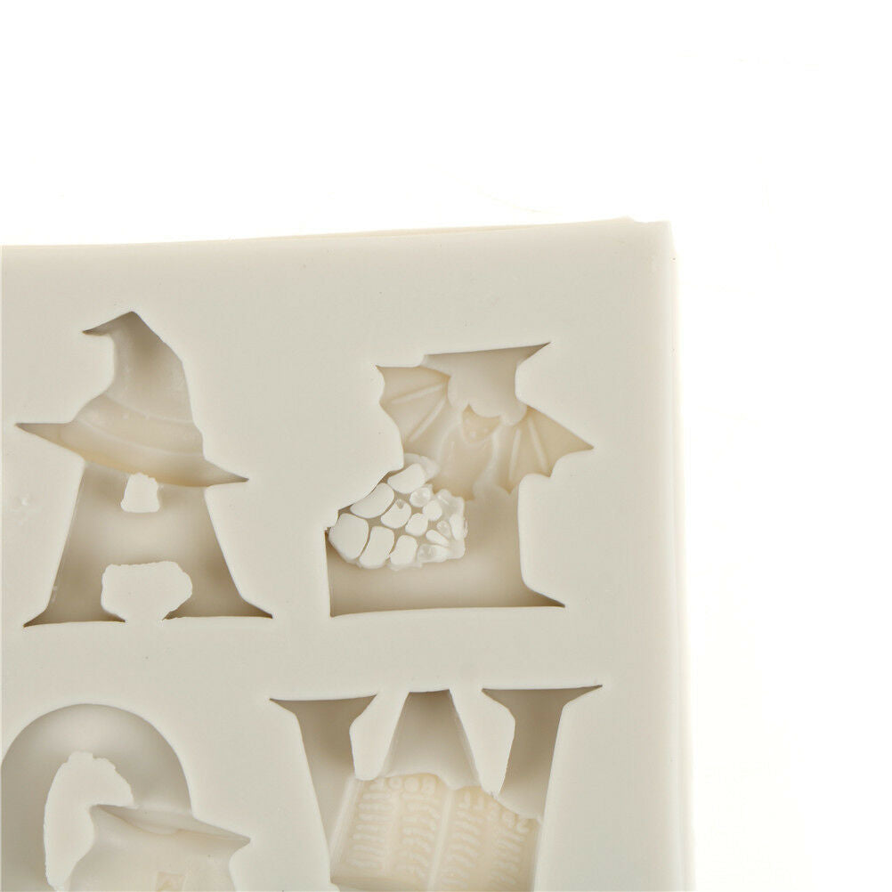 Halloween alphabets Silicone Fondant Mold Cake Decor Tools Chocolate Moul.l8