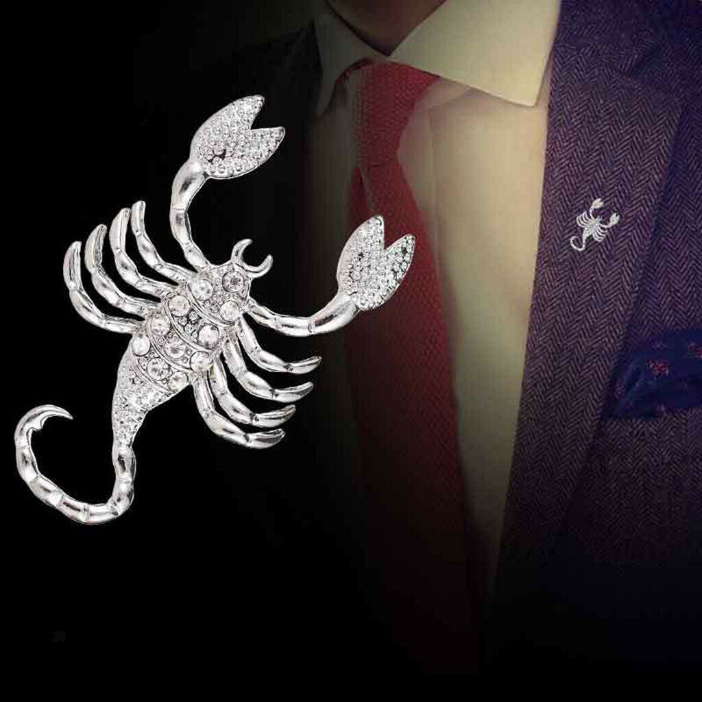 Crystal Scorpion Brooch Pin Clothing Breastpin Women Mens Punk Accessories
