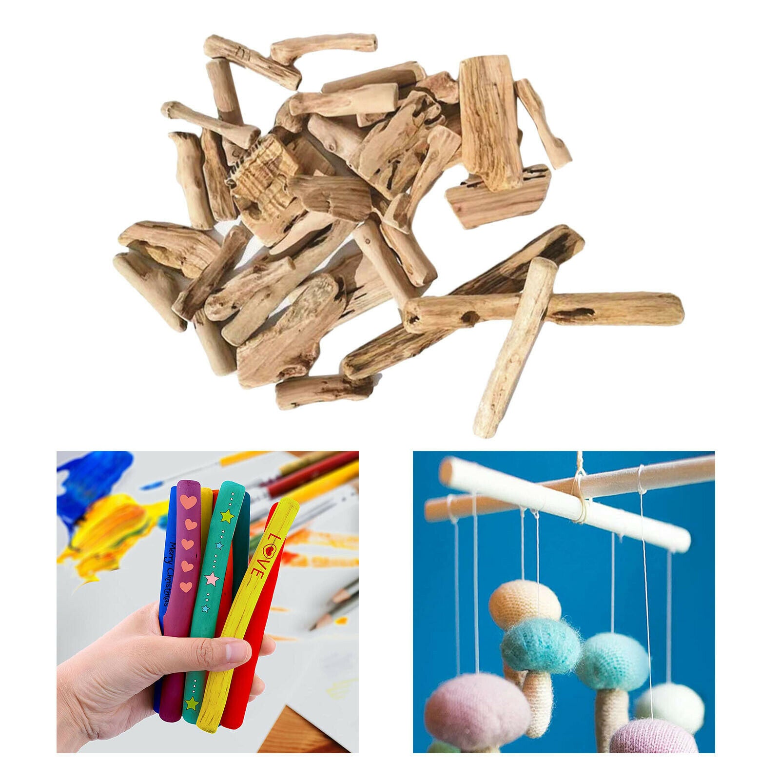 50Pcs Assorted Irregular Driftwood Log Pieces Rods Rustic DIY Craft Vase Filler