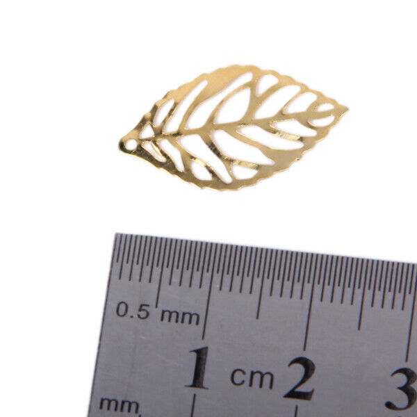 2X 100pc Alloy Golden Pierced Tree Leaf Findings For Jewelry Making Connetor